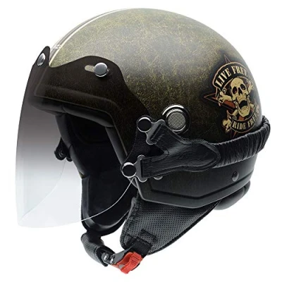 Abbildung von NZI Tonup Visor Grafik Offenes Gesicht Motorradhelm, Matt Ride Free, Größe S