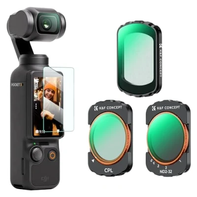 Abbildung von K&amp;F Concept OSMO Pocket 3 Polfilter(CPL),ND2 32, Black Mist 1/4 Filter Magnetisch Kompatibel mit DJI (Aluminiumrahmen)