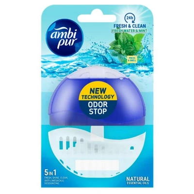 Abbildung von Ambi Pur Toilettenblockhalter + Nachfüllpackung 55 ml Fresh Water &amp; Mint