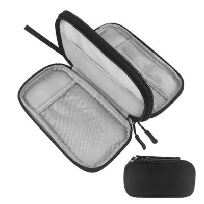 Abbildung von MeoZynxadril Kabeltasche, Elektronische Tasche, Universal Kabel Organizer, Tragbare Kabelorganizer, Doppellagige Kabelorganizer für Kabelaufbewahrung, USB Ladekabel, Powerbank, Schwarz
