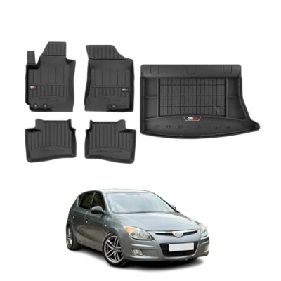 Abbildung von OMAC Fußmatten &amp; Kofferraumwanne Set kompatibel mit Hyundai i30 2007 2012 Gummi Schwarz 5X