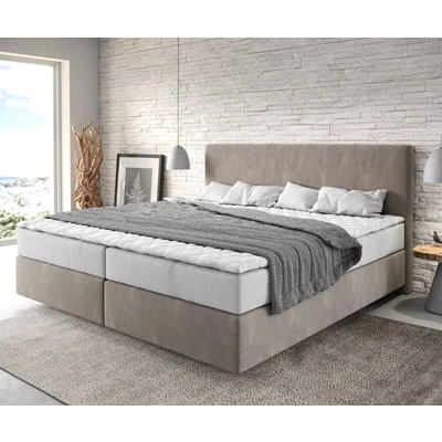 Abbildung von Boxspringbett Dream Well Mikrofaser Beige 200x200 cm mit Taschenfederkernmatratze und Topper Visco