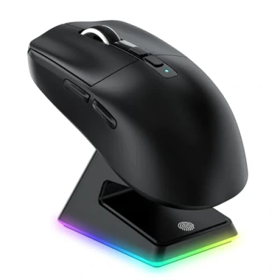 Abbildung von VGN Game Power Attack Shark X6 Superlight Kabellose Gaming Maus mit RGB Ladestation, 49g Ultraleicht Mouse, 26000DPI, PixArt PAW3395, 2.4G/BT/Kabelgebunden, Bis zu 200 Std.Akku, G502, PC/Mac, Schwarz