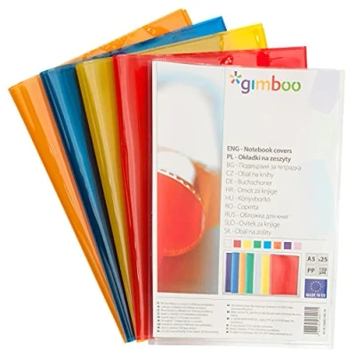 Abbildung von gimboo Hefthüllen Heftumschläge/ 25 Stück 25er Packung/DIN A5/ Extra Stark 150 my aus PP/Rot Transparent Klar/Kristallklar/Heftschoner für Schulhefte/Buchumschlag