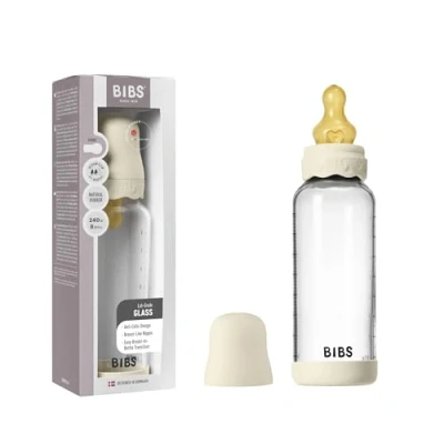 Abbildung von BIBS Boheme Baby Glass Bottle 240ml, Vermindert Koliken, Runder Sauger aus Naturkautschuklatex, Unterstützt das Stillen. Hergestellt in Dänemark Ivory