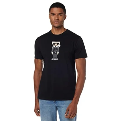 Abbildung von KARL LAGERFELD Herren, Kocktail Karl, Short Sleeve Crew Neck Men’s T Shirt, Schwarz, Klein