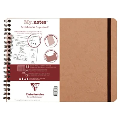 Abbildung von Clairefontaine 78246C Age Bag My.Notes Spiralbuch mit abtrennbaren Rändern, 25x19cm, 60 Blatt 90g liniert Braun, 1 Stück