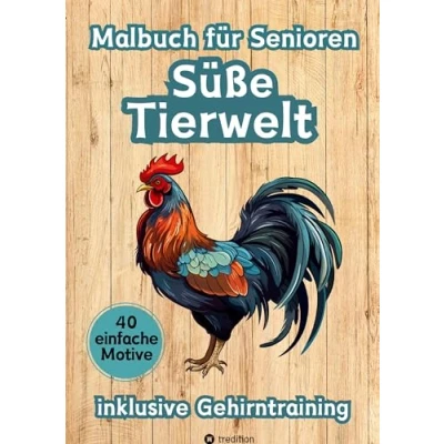 Abbildung von Malbuch für Senioren Süße Tierwelt Einfache Ausmalbilder Rentner mit Gehirntraining Geschenkidee Valentinstag: 40 Großdruck Motive Anfänger, ... Alzheimer, Seniorenarbeit, Demenzbetreuung