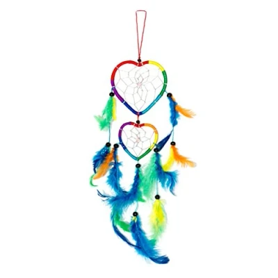 Abbildung von 40cm x 9cm Dreamcatcher 2 Ringe Blau Lila Rot Türkis Bunt Rainbow