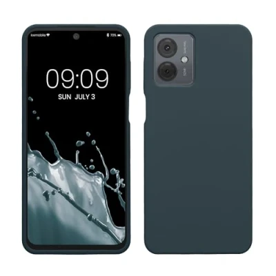 Abbildung von kwmobile Hülle kompatibel mit Motorola Moto G14 Silikon Handy Case Handyhülle weiche Oberfläche kabelloses Laden Dunkler Schiefer