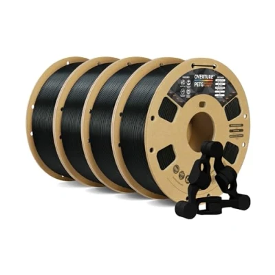 Abbildung von OVERTURE PETG Filament Schwarz 1.75mm Aufgerüstet, 4kg Spule (8.8lbs), 3D Druck Filament, Maßgenauigkeit +/ 0.02 mm (Schwarz 1kg*4)