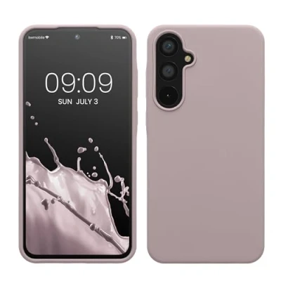 Abbildung von kwmobile Hülle kompatibel mit Samsung Galaxy A55 5G Silikon Handy Case Handyhülle weiche Oberfläche kabelloses Laden Purple Cloud