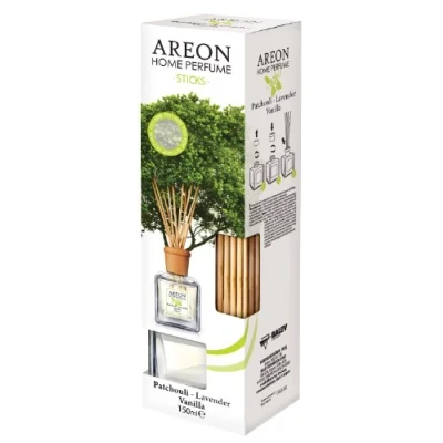Abbildung von Areon Reed Diffuser/Patchouli, Lavender &amp; Vanilla / 150 ml 1 Verpackung/Parfüm für zu Hause oder Büro, langdauernde Aroma, Schilfsticksatz Diffuser