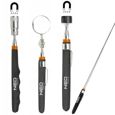 Abbildung von NEO TOOLS 3 TLG. Set Teleskop Magnetheber + Inspektionsspiegel Runde LED Pick Up Tool Magnet Werkzeug