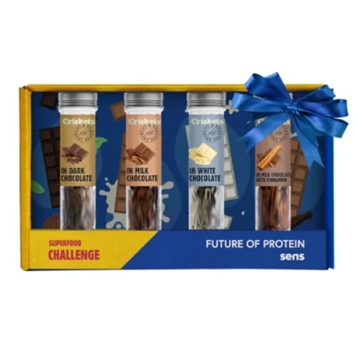 Abbildung von Originelle SENS Essbare Insekten Snack für Menschen, Geröstete Grillen Protein Snack, Crunchy Party Mix, Insektennahrung Probierset, Challenge Geschenkidee