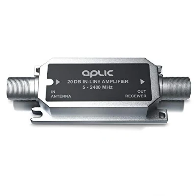 Abbildung von Satelliten Leitungsverstärker Inline 5 MHz 2400 SAT Verstärker 20 Anschluss über F Anschlussbuchsen zur Anhebung von Signalen DiSEqC, Unicable, SatCR, HDTV, Ultra HD, UHD, DVB S2