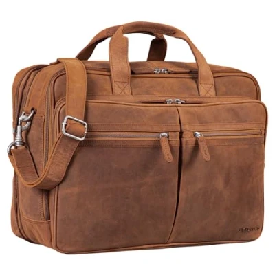 Abbildung von STILORD Laptoptasche &quot;Gigantus&quot; XXL Aktentasche Leder 17 19 Zoll