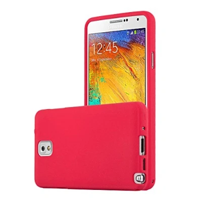Abbildung von Cadorabo Hülle kompatibel mit Samsung Galaxy Note 3 Schutzhülle TPU Silikon Case Frost Design Slim Kratzfest Weiche Gummi Rundumschutz für in Rot