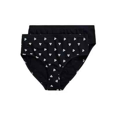 Abbildung von Ulla Popken Damen Slips, 2er Pack, Uni/Ringel, Biobaumwolle, Marine, 58 60 EU