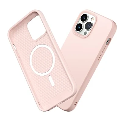 Abbildung von RhinoShield Case kompatibel mit [iPhone 13 Pro Max] SolidSuit MagSafe Stoßdämpfende &amp; schlanke Schutzhülle Premium Finish 3.5 Meter Fallschutz Samtrosa