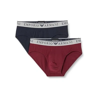 Abbildung von Emporio Armani 2ER PACK Endurance LOGO Slip, Herren, Größe: Small, Burgund marine