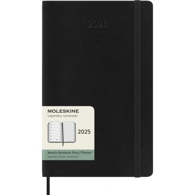 Abbildung von Moleskine Weekly Planner, WochenPlaner mit Platz für Notizen 12 Monate 2025, Weicher Einband und Elastischer Verschluss, Farbe Schwarz, Großes Format 13x21 cm