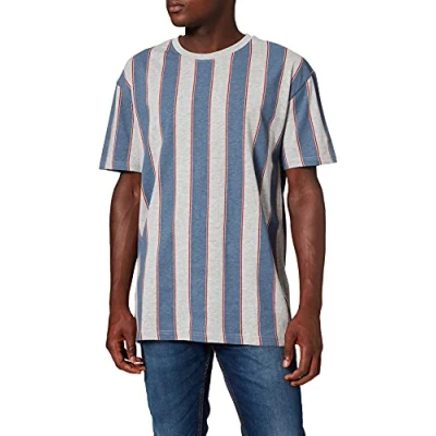 Abbildung von Urban Classics Printed Oversized BOLD Stripe TEE Tshirt print, Herren, Größe: Small, Vintageblue
