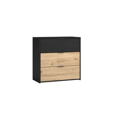 Abbildung von byLIVING Kommode Rimini/Melamin Eiche schwarz und Artisan / 3 Schubkästen/B 80, H T 40 cm