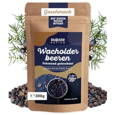 Abbildung von Wacholderbeeren ganz Monte Nativo (300g) getrocknet für Küche &amp; Wildgerichte Schonend aromatisch Naturbelassen ohne Zusätze Intensives Aroma Geschmack