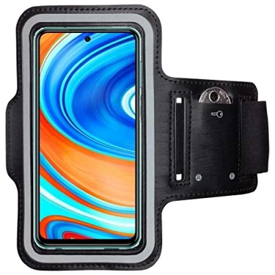 Abbildung von CoverKingz Sportarmband für Xiaomi Redmi Note 9 Pro Armtasche mit Schlüsselfach Oberarm Halterung Sport Laufarmband Handy Armband Schwarz