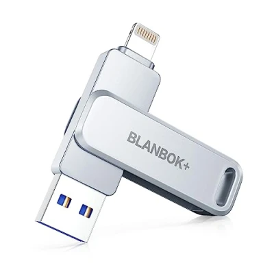 Abbildung von BLANBOK+ Apple MFi zertifizierter USB Stick 256G für iPhone, Externer iPhone Speicherstick External Memory Photostick Lightning Backup iPhone/iPad/Android/PC