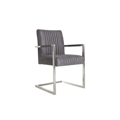 Abbildung von riess ambiente Freischwinger BIG ASTON vintage grau / silber, Esszimmer · Microfaser Armlehne Industrial