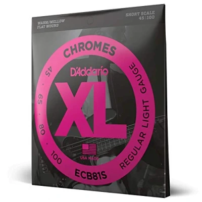 Abbildung von D&#039;Addario E Bass Gitarrensaiten Saiten Bassgitarre Strings Guitar ECB81S XL Saitensatz Short 0.11 cm 0.25 (.045 .100 Zoll)