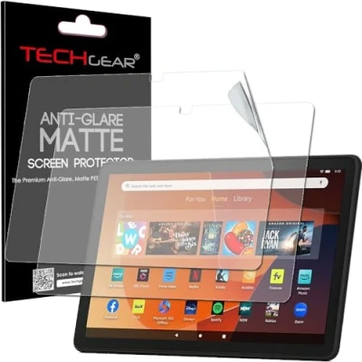 Abbildung von TECHGEAR Displayschutzfolie für alle Amazon Fire HD 10 Zoll / Kinder (2023 13. Generation), matte Edition, blendfrei, 2 Stück