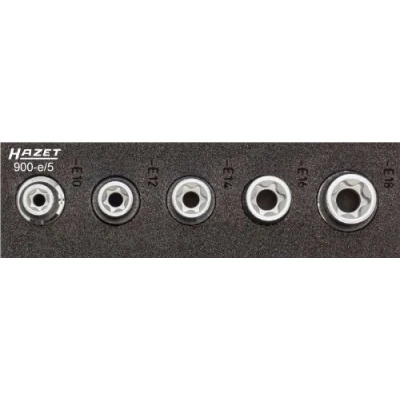 Abbildung von HAZET TORX , Safety Insert System 900 E/5 Steckschlüsseleinsatz Set 5 Chrom Vanadium Stahl Vierkant