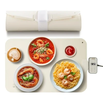 Abbildung von VEVOR elektrisches Warmhaltetablett Speisenwärmmatte 60 x 40 cm, tragbarer Speisenwärmer mit 4 einstellbaren Temperatureinstellungen, automatischer Abschaltung, Perfekt für Partys, Catering, Buffet