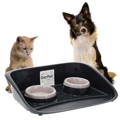 Abbildung von GarPet Futterstation Hund 2 Näpfe Futterbar erhöhter Rückwand Spritzschutz