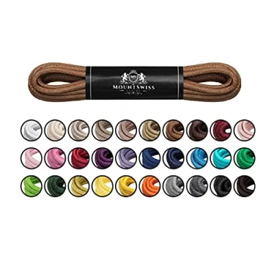 Abbildung von Mount Swiss Luxury Schuhbänder I Wasserabweisende und reißfeste Schnürsenkel rund ø 2 3 mm aus feiner Baumwolle/gewachst Farbe: Ginger, Länge: 45 cm