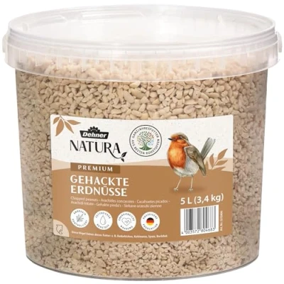 Abbildung von Dehner Natura Premium Wildvogelfutter, gehackte Erdnüsse schalenfrei, Ganzjahresfutter proteinreich / energiereich, hochwertiges Vogelfutter für Wildvögel, 3.4 kg