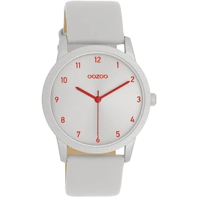 Abbildung von Oozoo Timepieces Damen Uhr in Hellgrau Armbanduhr mit Lederarmband Hochwertige für Frauen Edle Analog Damenuhr rund C11166