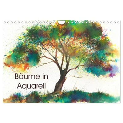 Abbildung von Bäume in Aquarell (Wandkalender 2025 DIN A4 quer), CALVENDO Monatskalender