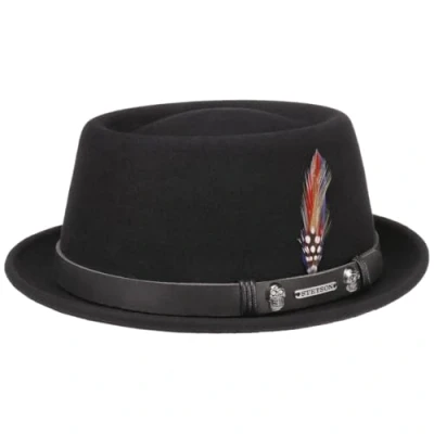 Abbildung von Stetson Pennsylvania Pork Pie Hut Herren Wollfilzhut Asahi Guard wasserabweisend und knautschbar Porkpie aus Wollfilz Herrenhut Sommer/Winter Filzhut schwarz L (58 59 cm)