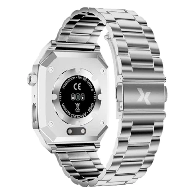 Abbildung von Maxcom FW65 Iron S Smart Uhr für Herren mit 2 Riemen Stahl Metall und Schwarz Silikon AMOLED Bildschirm, Health Tracker Silber
