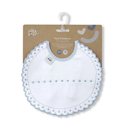 Abbildung von Interbaby 2 runde Piquee Lätzchen in Blau und Grau