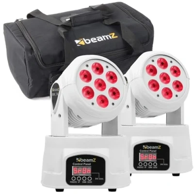 Abbildung von BeamZ MHL74 Movinghead Set mit Tasche Moving head LED 4x9 Watt DMX DJ Licht, Discolicht Partylicht, bewegliche Köpfe Disco Soundgesteuert, Auto Modus Lichteffekte white
