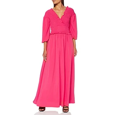 Abbildung von NA KD Damen Smocked Maxi Dress Lssiges Kleid, Rosa, 38 EU