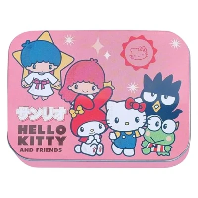 Abbildung von Hello Kitty Kinderpflaster Lizensiertes Produkt Metall Box 24 Pflaster Schönes Design Aufbewahrungsbox für Kinder Geeignet Rucksack Handtasche