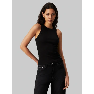 Abbildung von Calvin Klein Jeans Label TANK Top, Damen, Größe: XS, Ck black