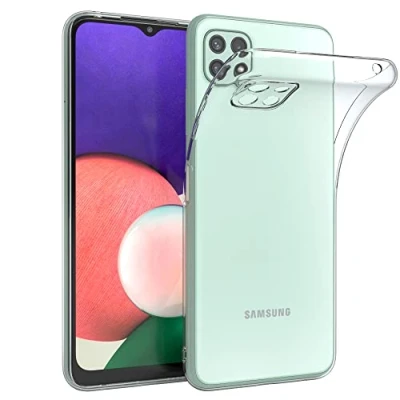 Abbildung von EAZY CASE Hülle kompatibel mit Samsung Galaxy A22 5G Schutzhülle Silikon, Ultra dünn, Slimcover, Handyhülle, Silikonhülle, Backcover, Durchsichtig, Klar Transparent