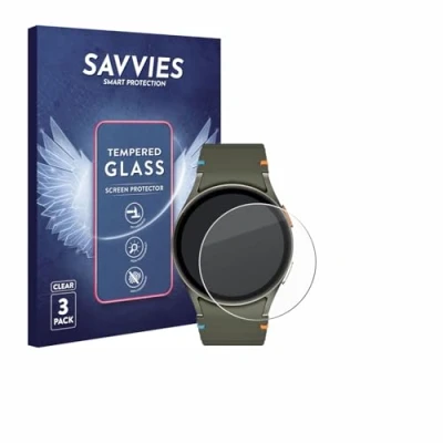 Abbildung von Savvies Panzer Schutz Glas für Samsung Galaxy Watch 7 (40 mm) (3 Stück) 9H Hartglas, Anti Fingerprint, Displayschutz